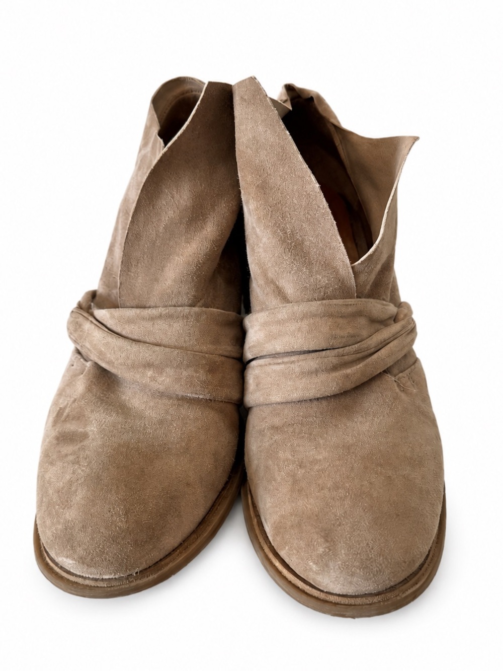 A.S. 98 Suede Leather Shootie Booties EU 40 US 10 Taupe Italy Block Heel